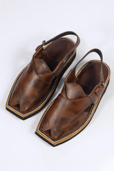 KAPTAAN Cheetah Print Peshawari Chappal